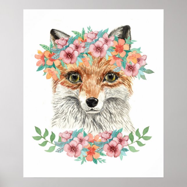 Poster Renard floral (Devant)