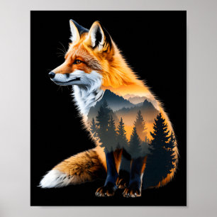 Poster Renard Forêt Amant de la nature Montagnes Randonné