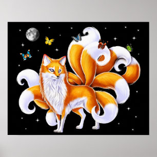 Poster Renard japonais Kitsune