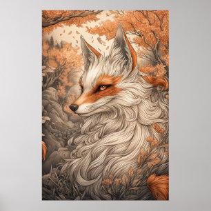 Poster Renard japonais Kitsune