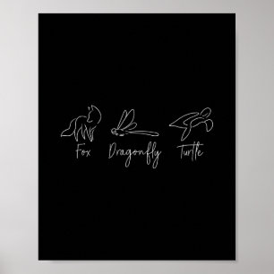 Poster Renard Libellule Tortue Trump Mème Minimaliste 