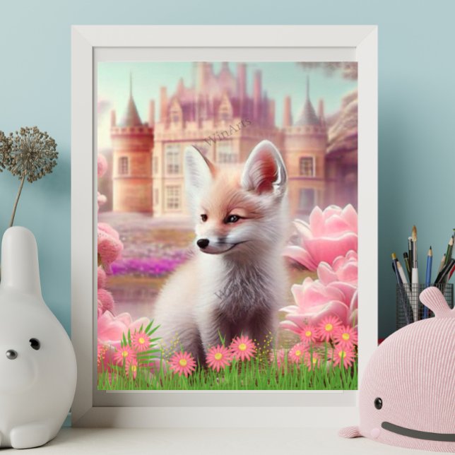 Poster Renard Mignon dans le jardin du château de conte d (Créateur téléchargé)
