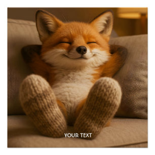 Poster Renard mignon de fantaisie et chaussettes