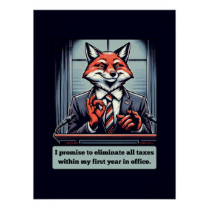 Poster Renard présidentiel - Drôle animal de satire polit