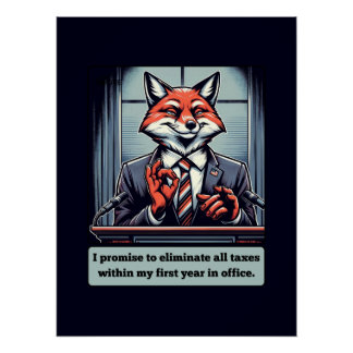Poster Renard présidentiel - Drôle animal de satire polit