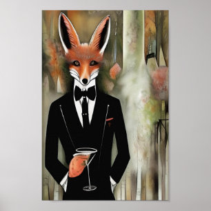 Poster Renard rouge avec Martini