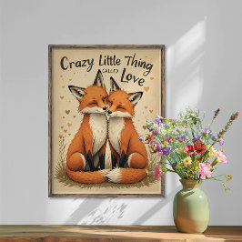 Poster Renards romantiques en amour Illustration