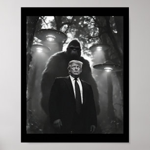 Poster Rencontre avec Trump Bigfoot Ufo Alien Uap Invasio
