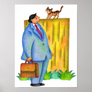 Poster Rencontre avec un chaton sur le chemin du retour.