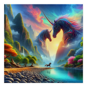 Poster Rencontre majestueuse dans une vallée colorée - Él
