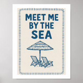 Poster Rencontre-moi au bord de la mer Typographie Rétro