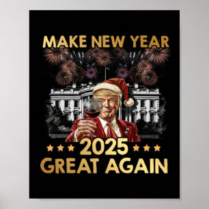 Poster Rendre le Nouvel An 2025 grand à nouveau drôle Vin