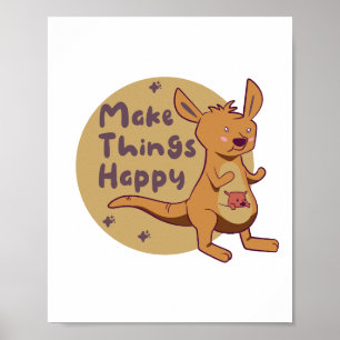Poster Rendre les choses heureux Kawaii drôle mignon kang