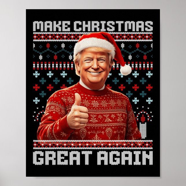 Poster Rendre Noël super à nouveau drôle Père Noël Trump  (Devant)