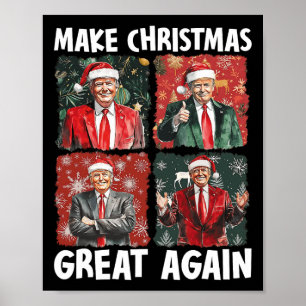 Poster Rendre Noël super à nouveau drôle Père Noël Trump 
