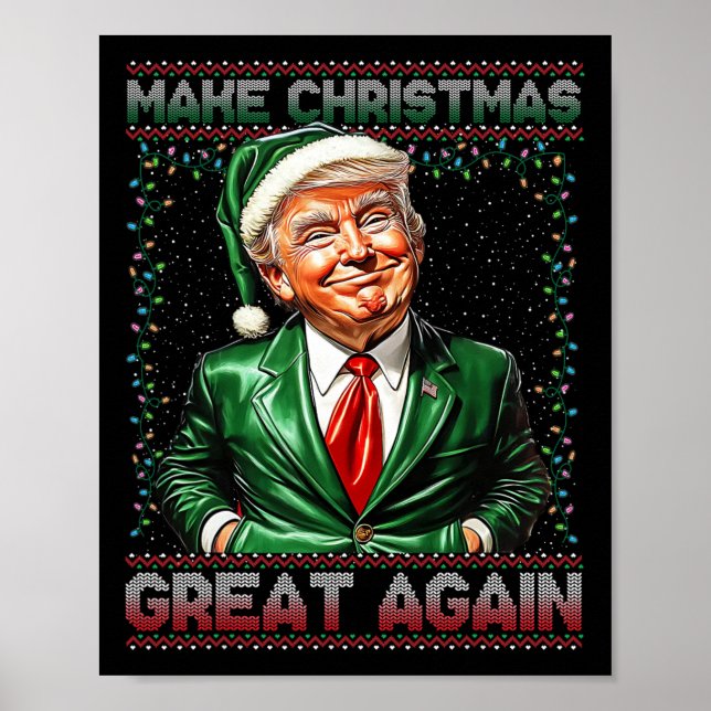 Poster Rendre Noël super à nouveau drôle Père Noël Trump  (Devant)