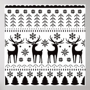Poster Renne de Noël d'art populaire moderne pour les Fêt