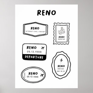 Poster Reno - Collection Timbre de voyage   Conception vi