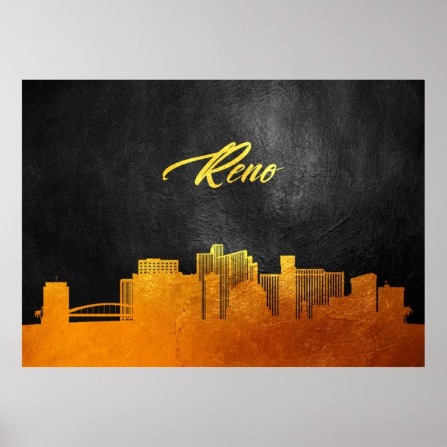 Poster Reno Nevada Gold Skyline (Devant)