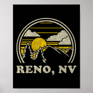 Poster Reno Nevada Nv T Shirt Vintage Randonnée Montagnes
