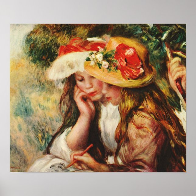 Poster Renoir Deux Filles Lire dans l'affiche du jardin (Devant)