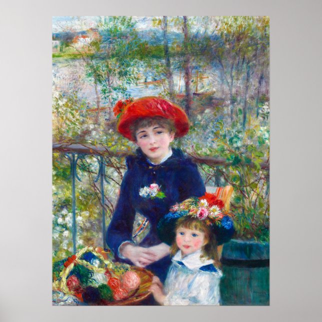 Poster Renoir Deux Soeurs Peinture Beaux-Art Restaurée (Devant)