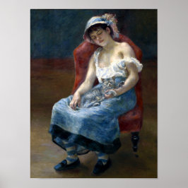 Poster Renoir Dormir Fille Avec Chat Art Classique