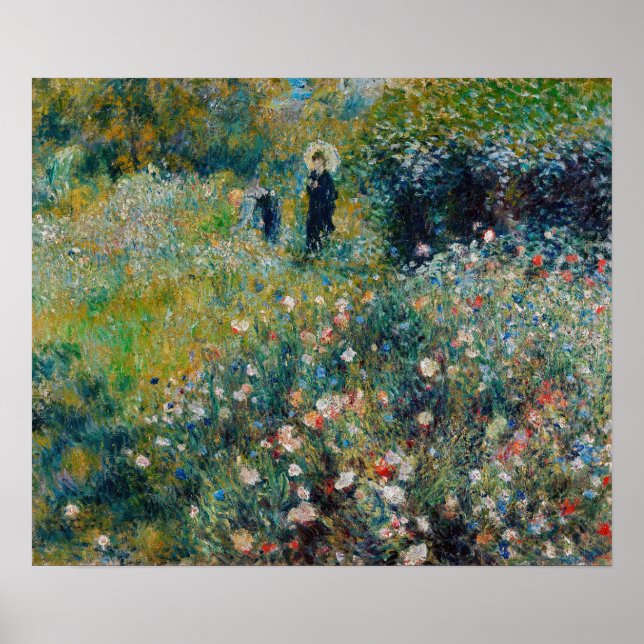 Poster Renoir - Femme avec un parasol dans un jardin (Devant)
