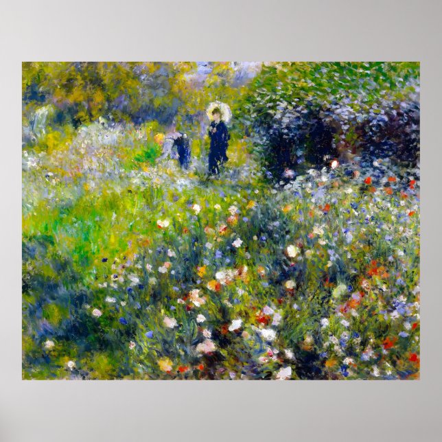 Poster Renoir, Femme avec un parasol dans un jardin, 1875 (Devant)