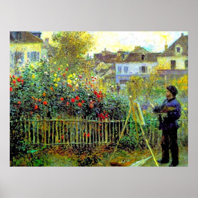 Poster Renoir - Monet Peinture dans son jardin (Devant)