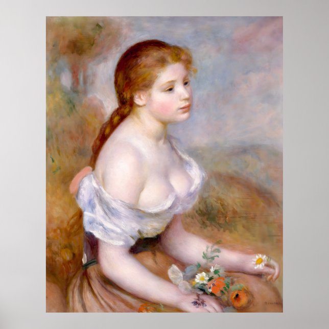 Poster Renoir, Young Girl with Daisies, 1889 (Devant)