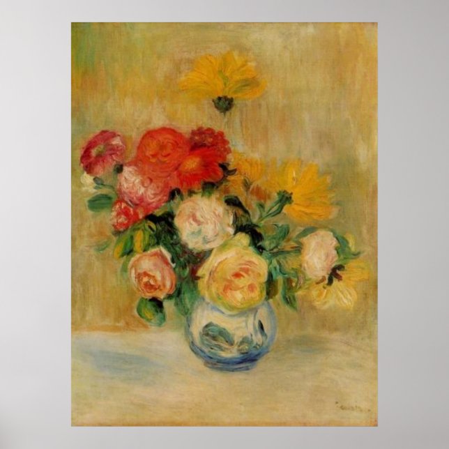 Poster Renoir's A Vase of Roses and Dahlias (Devant)