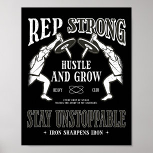 Poster Rep Forte Hustle Et Croissance Restez Inarrêtable
