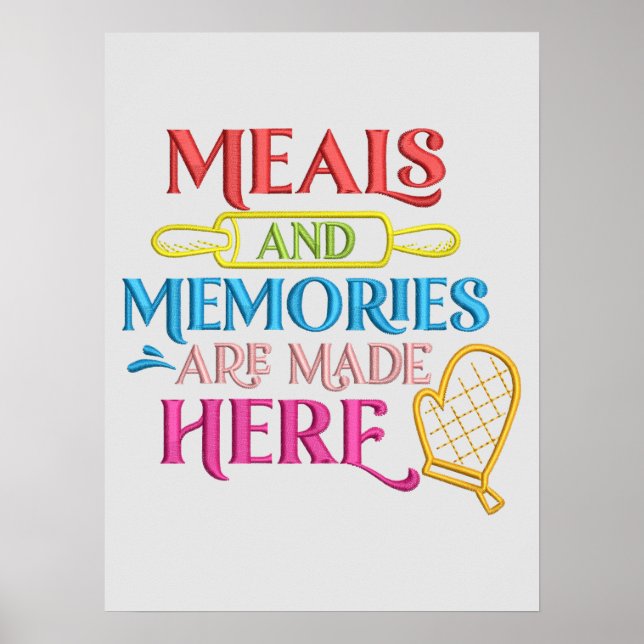 Poster Repas Souvenirs Faits Ici Citation De Cuisine (Devant)
