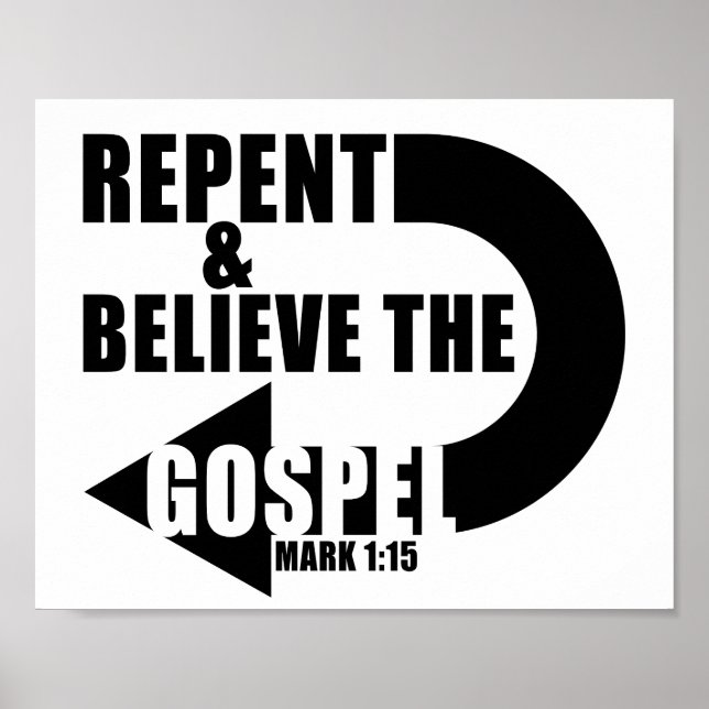 Poster Repentez et croyez l'Évangile : Jésus foi chrétien (Devant)