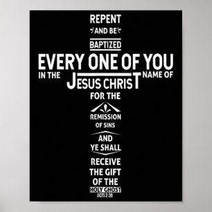 Poster Repentez-vous et soyez baptisés au nom de Jésus-Ch
