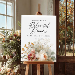 Poster Répétition Dîner roseses et verdure bienvenue