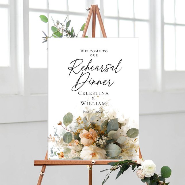 Poster Répétition Dîner verdure et roseses bienvenus (Créateur téléchargé)