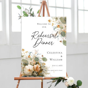 Poster Répétition Dîner verdure et roseses bienvenus