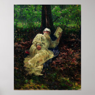 Poster Repin - Léon Tolstoï en forêt 1891