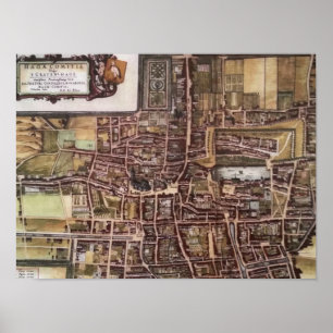 Poster Réplique carte de la ville de La Haye 1649