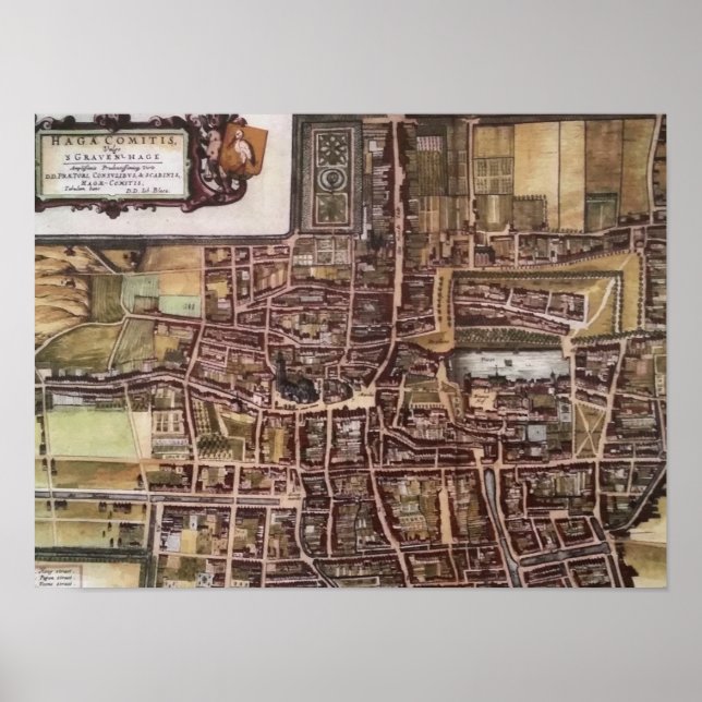 Poster Réplique carte de la ville de La Haye 1649 (Devant)