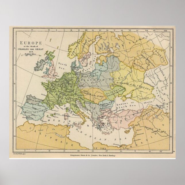 Poster Réplique carte de l'Europe d'avant la Première Gue (Devant)