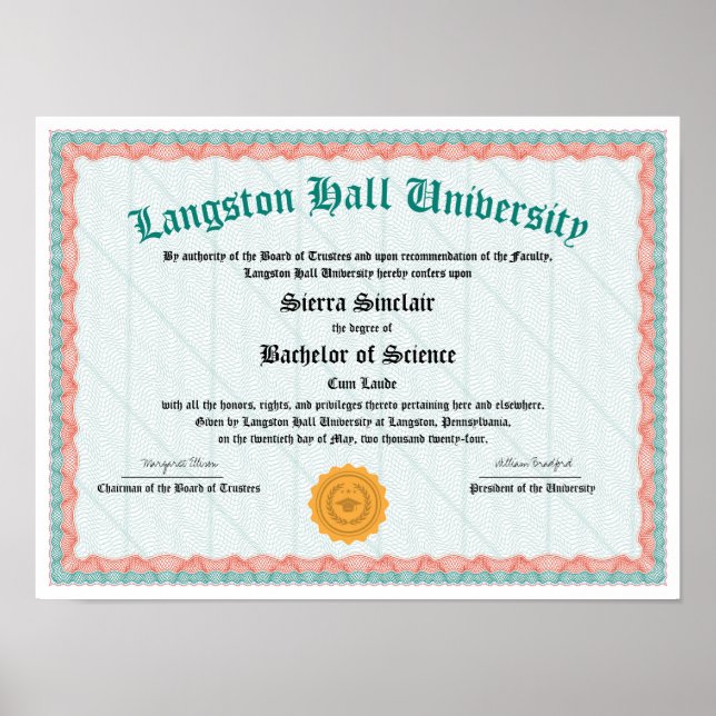 Poster Réplique du diplôme universitaire ou universitaire (Devant)