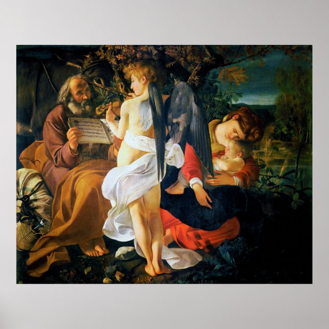 Poster Repos sur le vol en Egypte par Caravaggio (1596) (Devant)