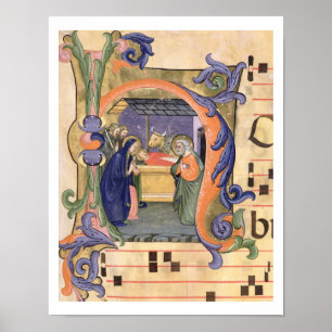 Poster Representation de l'initiale "H" de Mme 571 f.6r