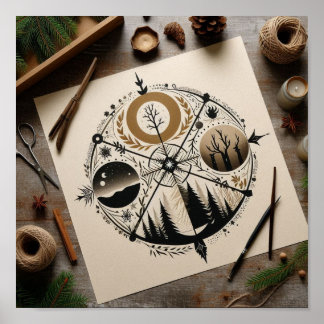 Poster Représentation minimaliste des quatre saisons