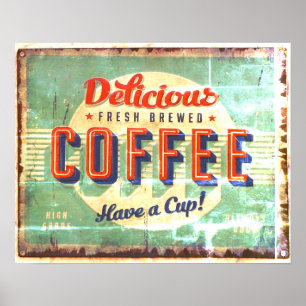 Poster Reproduction Antique Café Fraîchement Préparé Déli