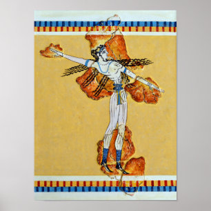 Poster reproduction antique grecque d'art de fresque de