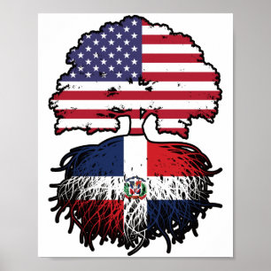 Poster République Dominicaine Amérique USA Arbre